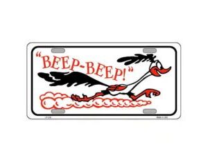 roadrunner “beep beep” metal license plate